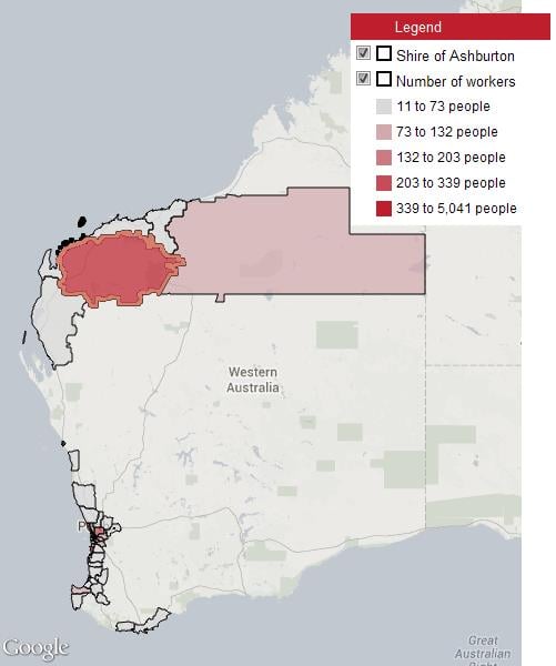 Shire of Ashburton - Number of Workers