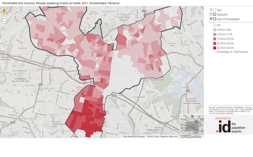 Arabic speakers in Parramatta 2011