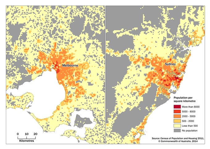 Melbourne-Sydney-density-map-ABS